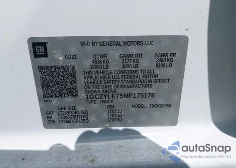 2021 Chevrolet Silverado 2500Hd 4Wd Double Cab Long Bed Wt from USA, damaged, VIN 1GC2YLE75MF175176